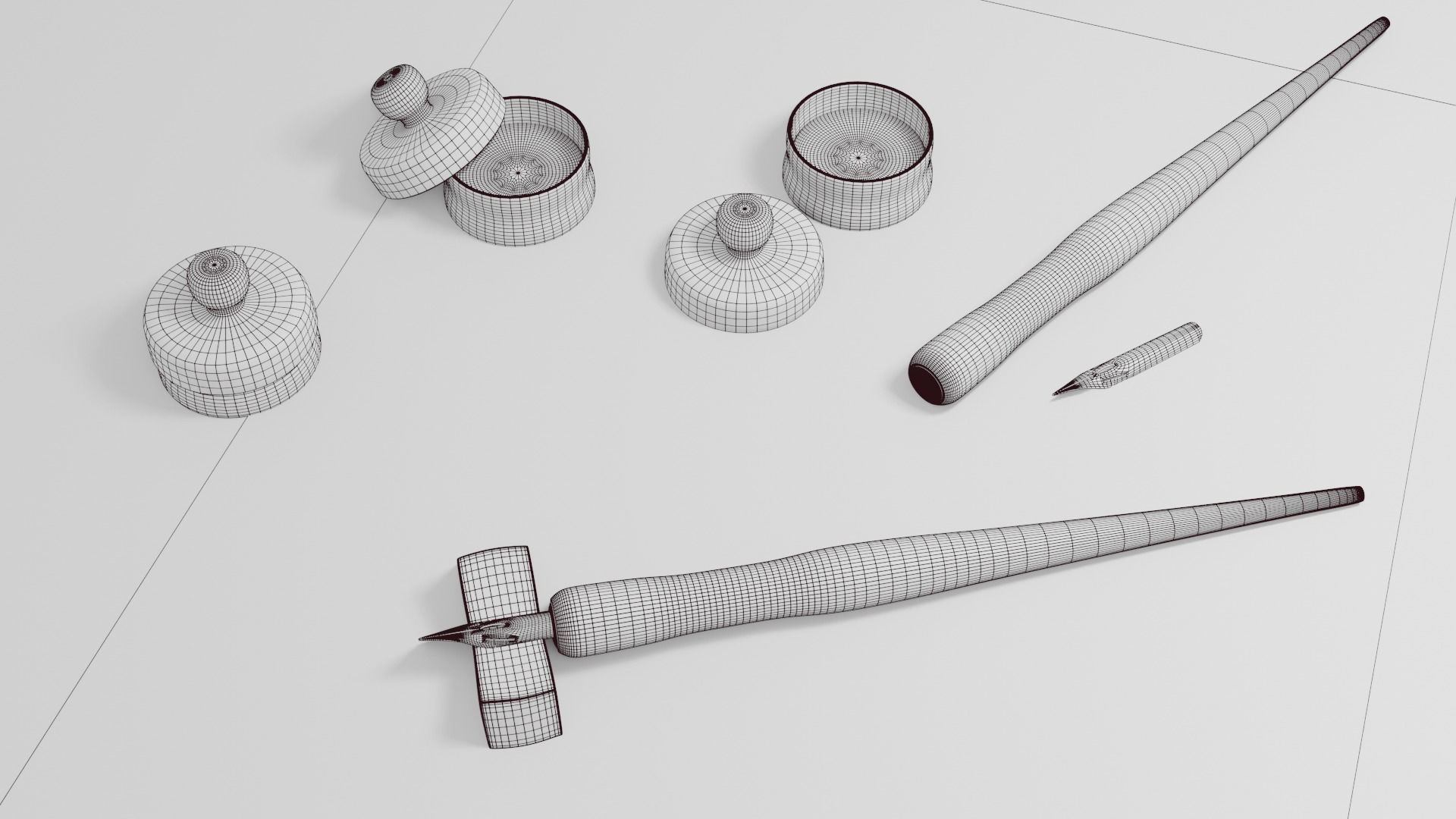 Calligraphy Set Dip Pen G Nib Ink Ceramic Pot and Pen Support 3D model_11