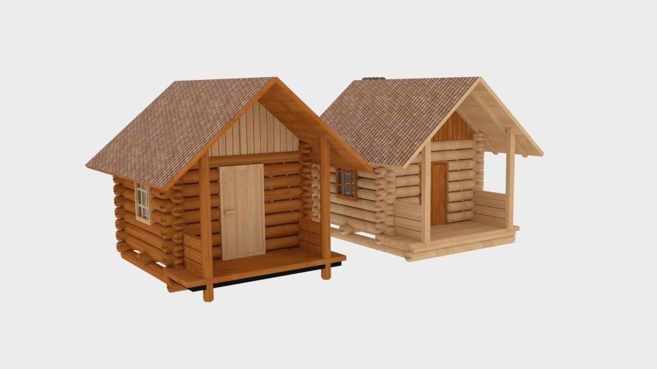 Logcabin log cabin with chimney 3D model_5