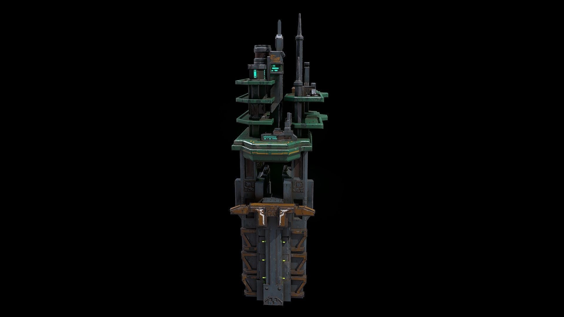 3D model Low poly sci fi building block environment asset VR / AR / low ...