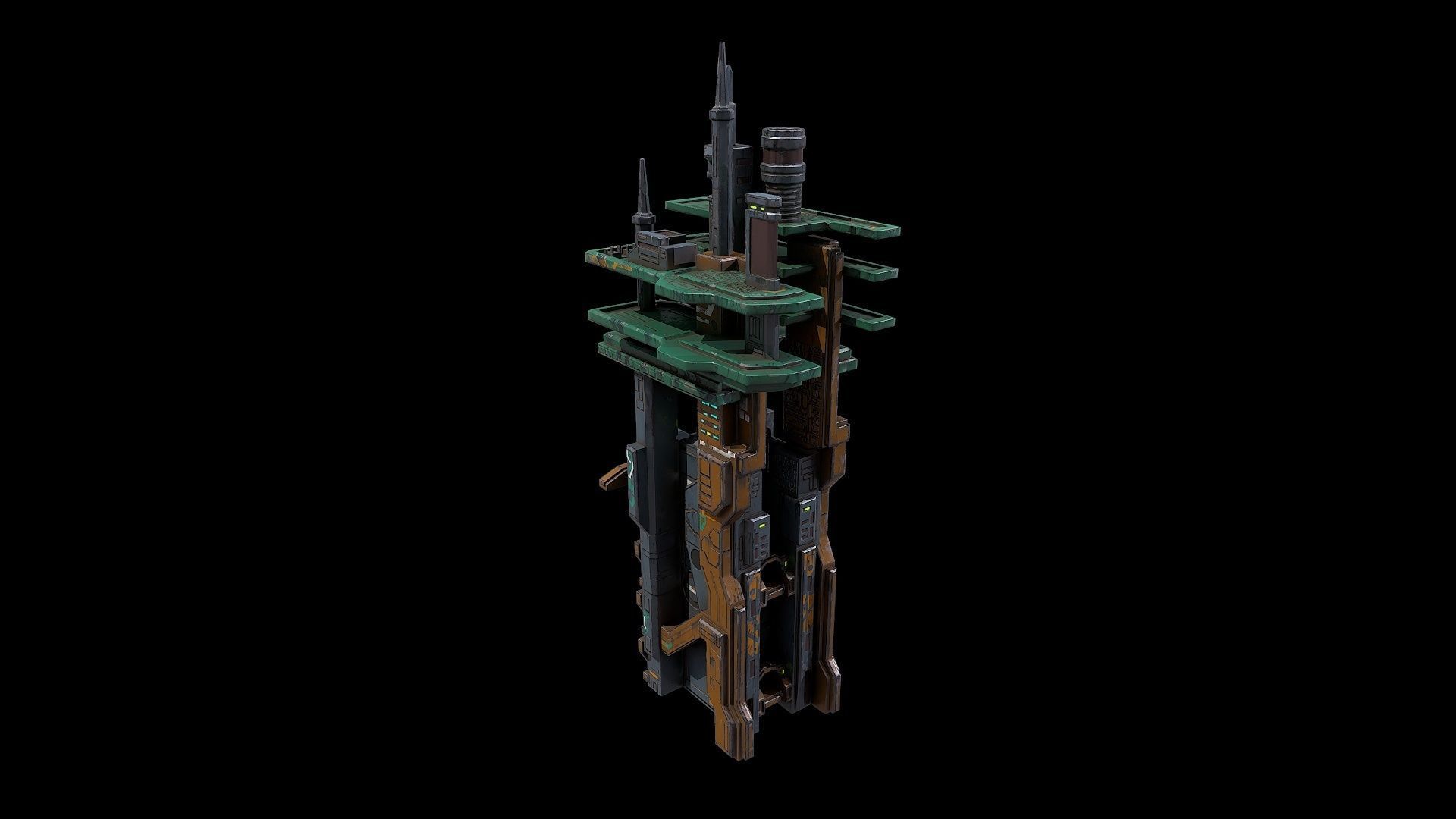3D model Low poly sci fi building block environment asset VR / AR / low ...