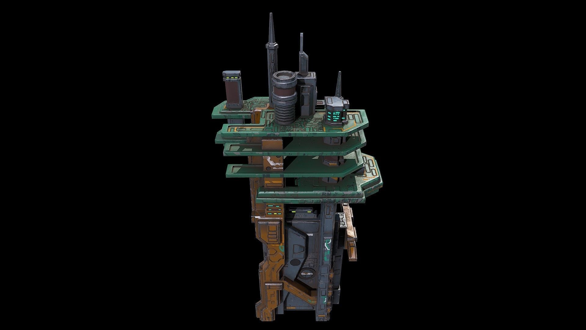 3D model Low poly sci fi building block environment asset VR / AR / low ...