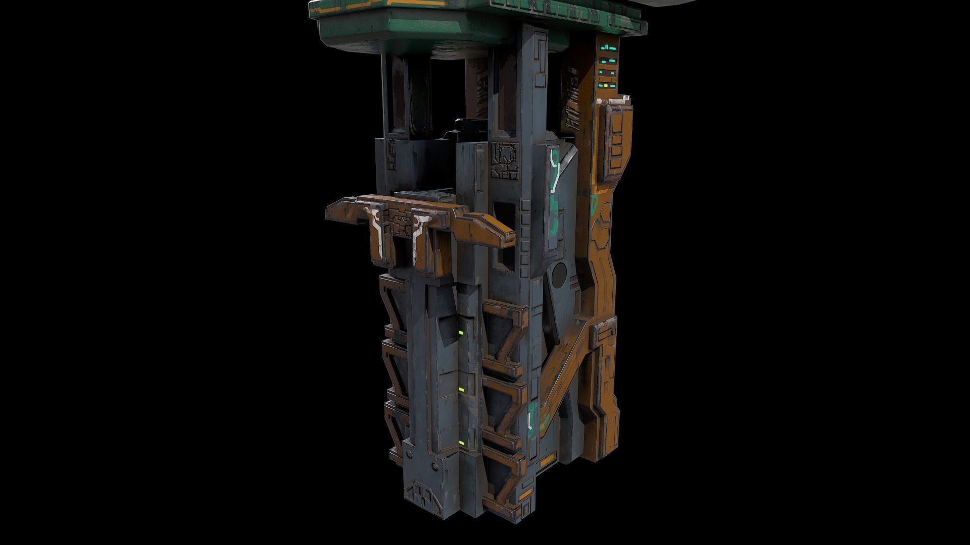 3D model Low poly sci fi building block environment asset VR / AR / low ...