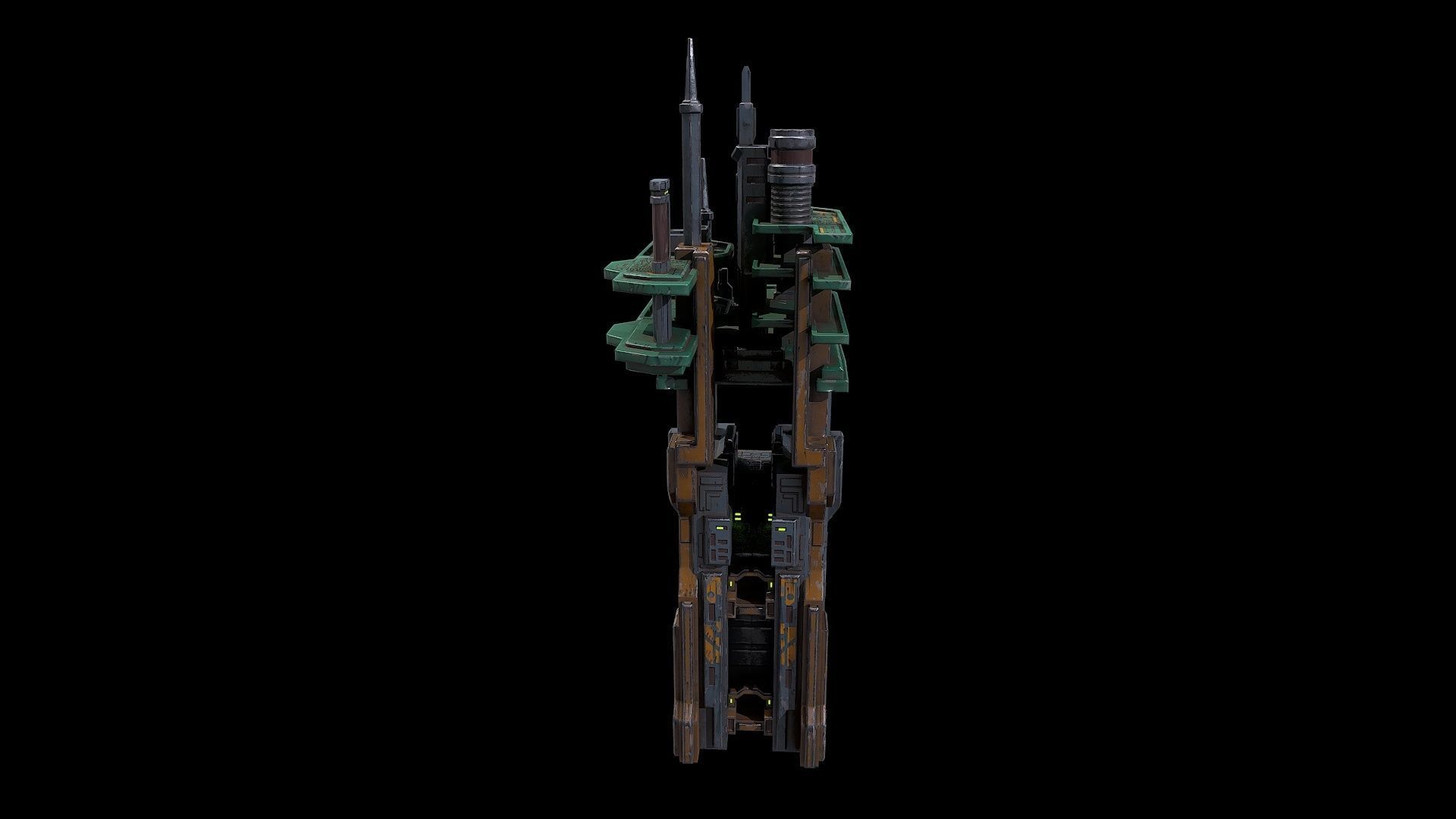 3D model Low poly sci fi building block environment asset VR / AR / low ...