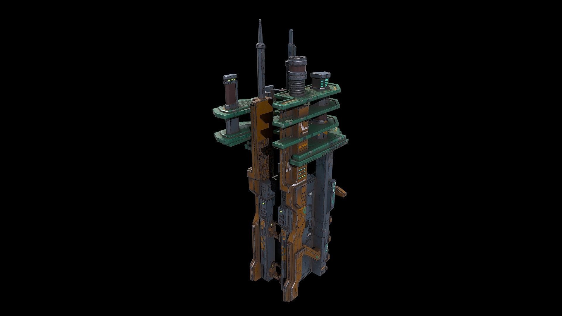 3D model Low poly sci fi building block environment asset VR / AR / low ...