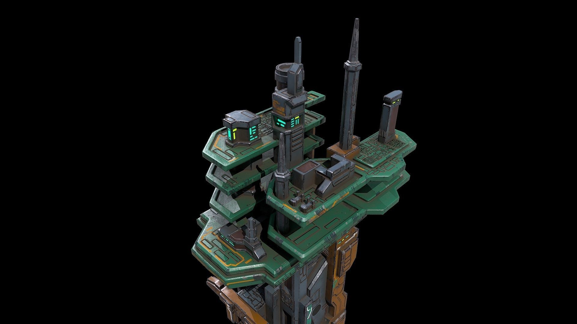 3D model Low poly sci fi building block environment asset VR / AR / low ...