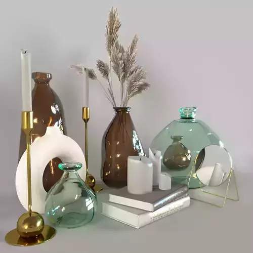 ZARA HOME plus H and M decor set 3D model
