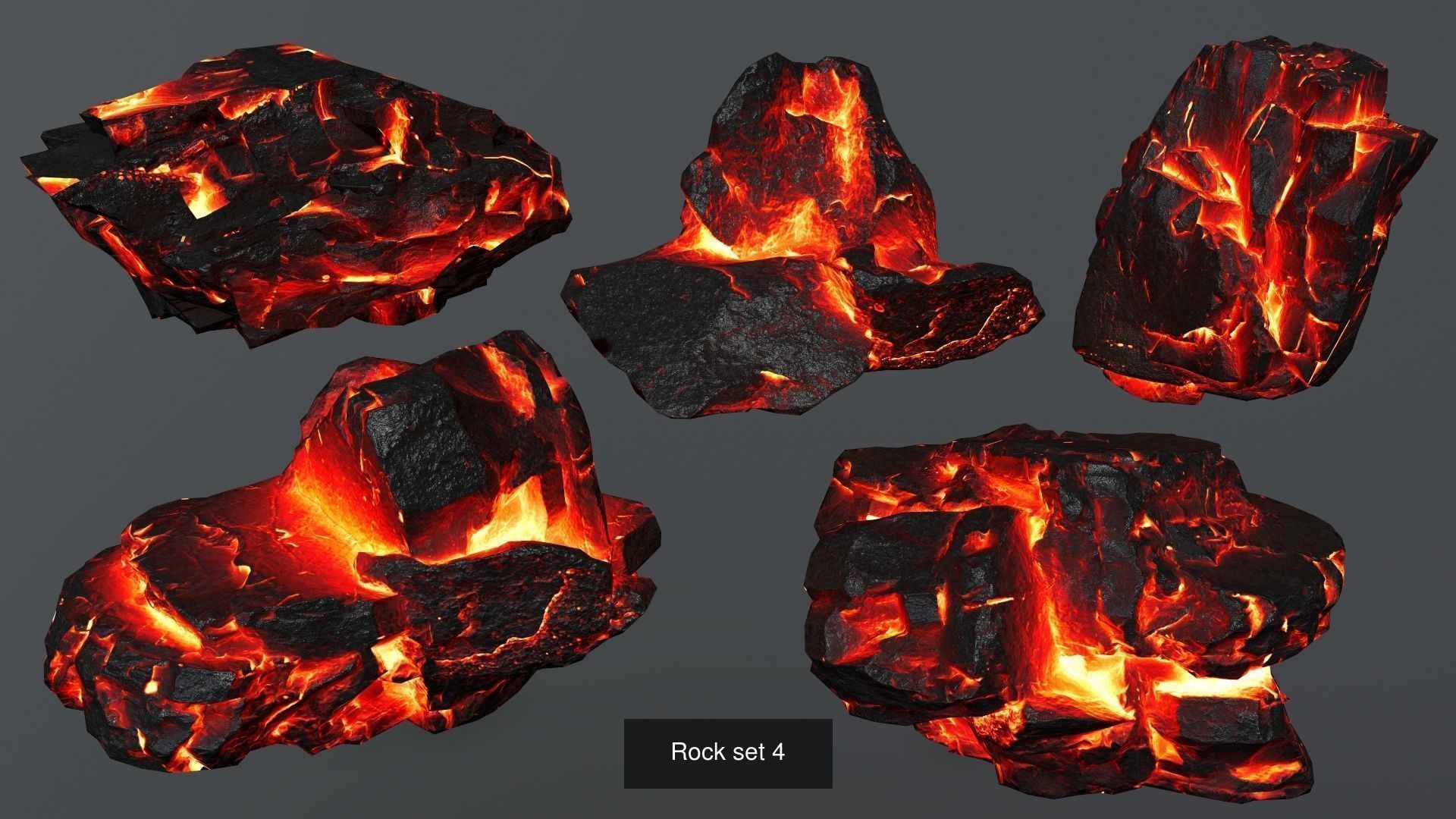 Lava Rock Set 3D Model Collection_1