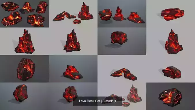 Lava Rock Set 3D Model Collection