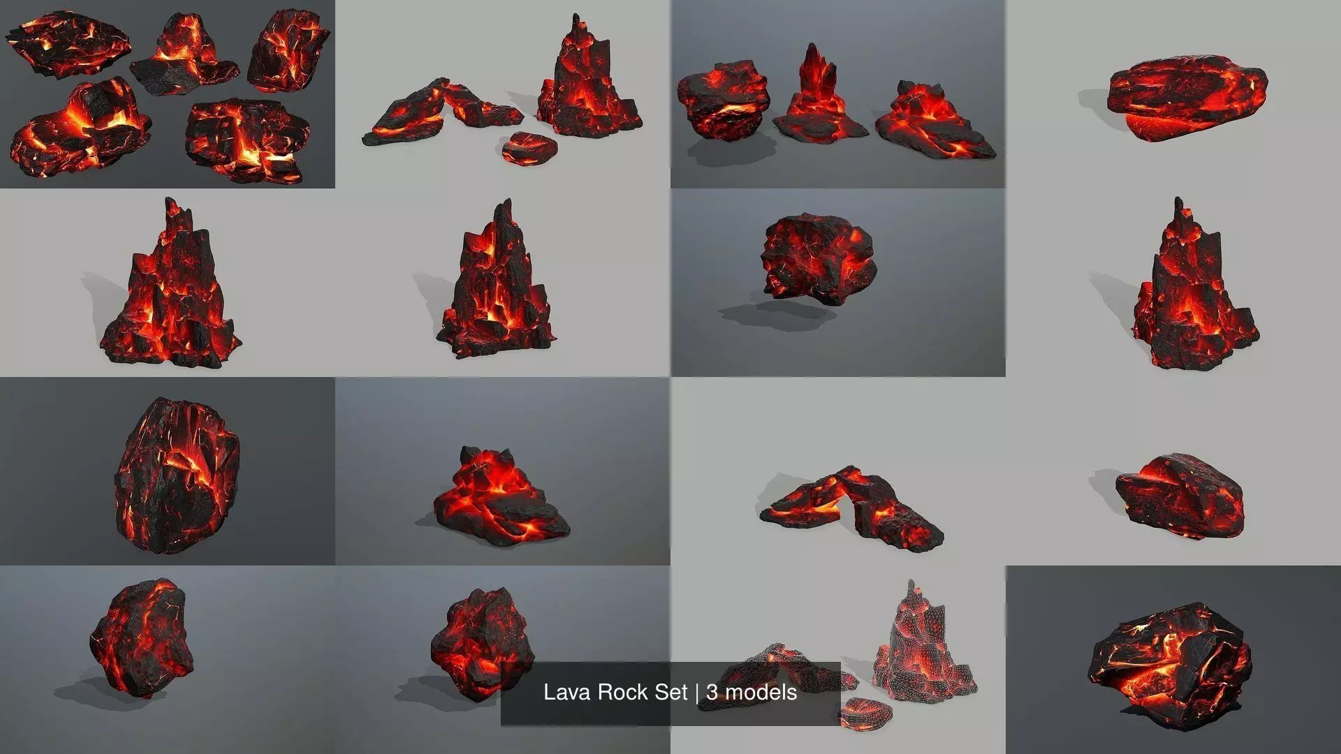 Lava Rock Set 3D Model Collection_0