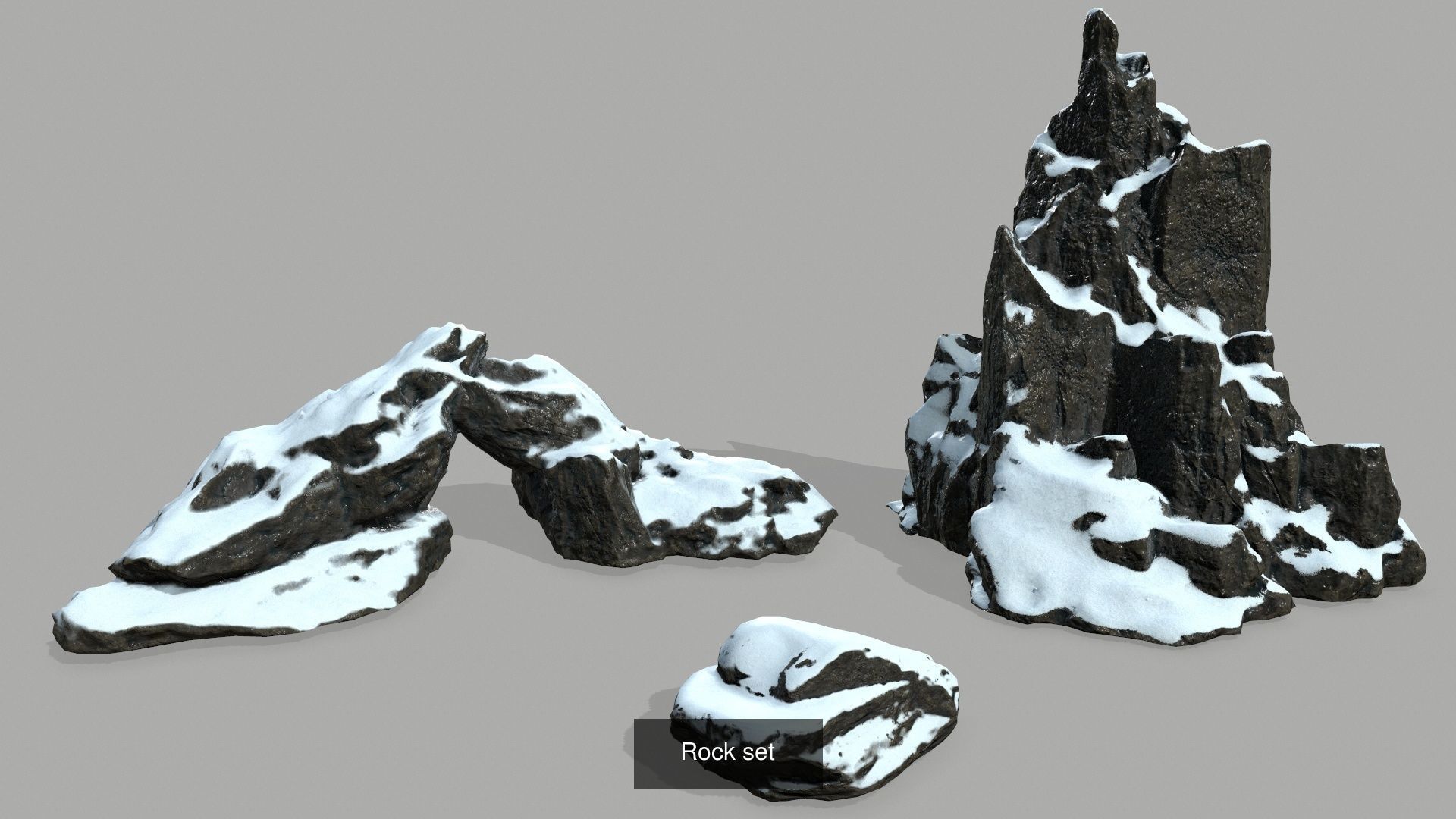 Snowy Rock Set 3D Model Collection_2