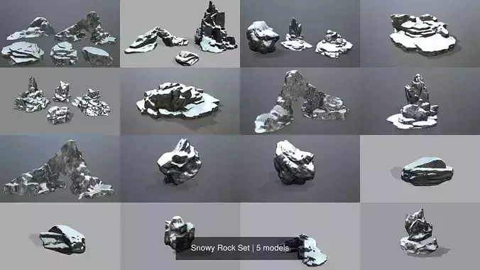 Snowy Rock Set 3D Model Collection