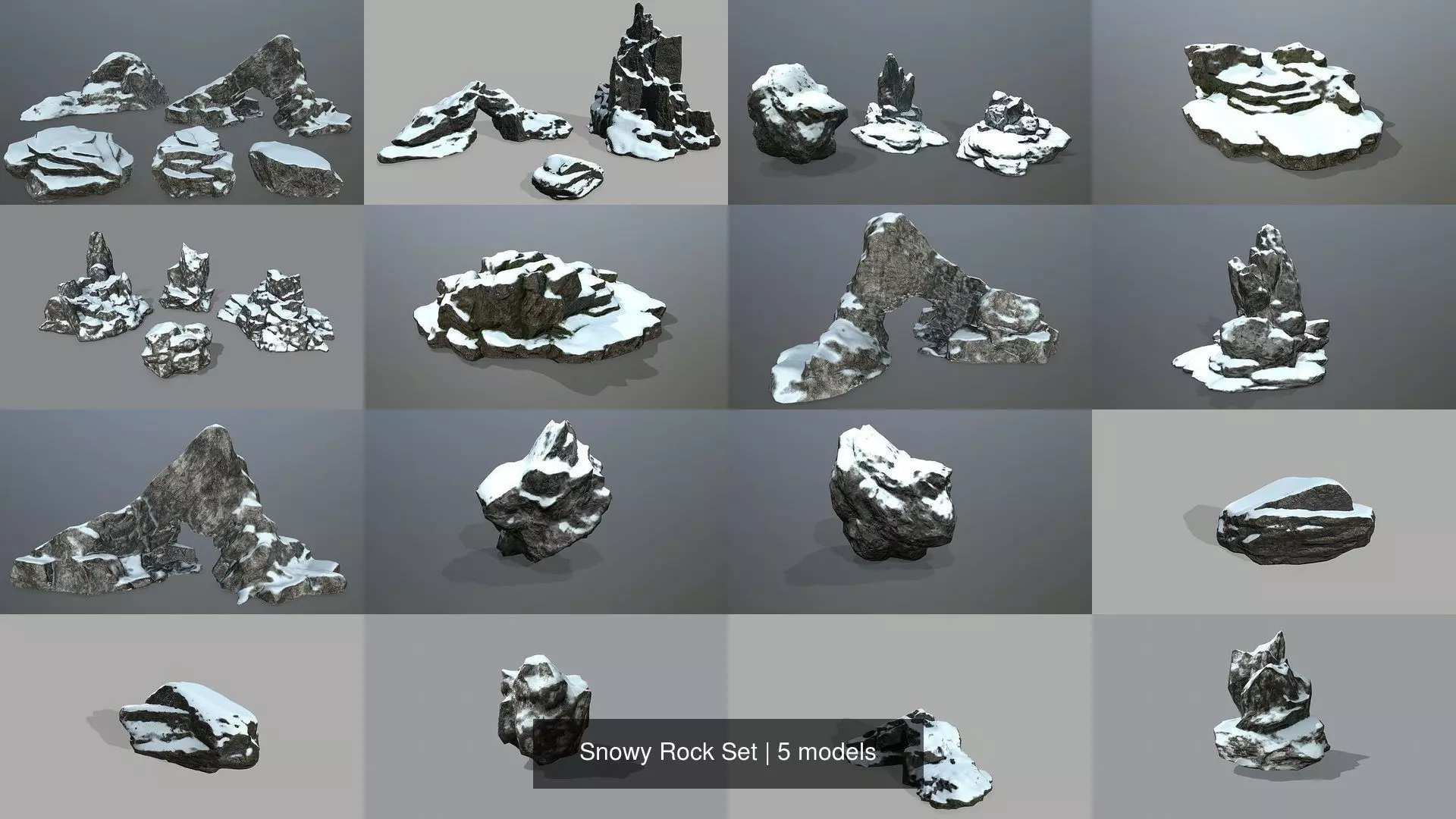 Snowy Rock Set 3D Model Collection_0