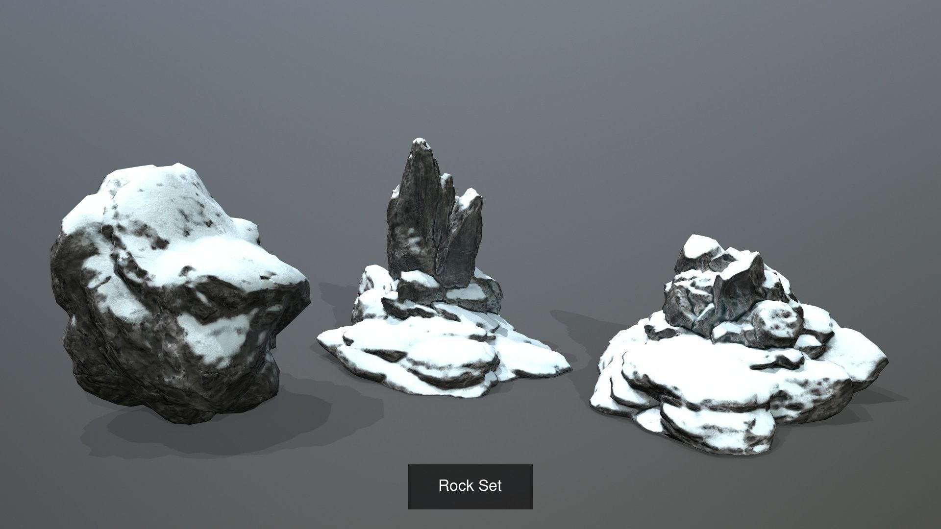 Snowy Rock Set 3D Model Collection_3