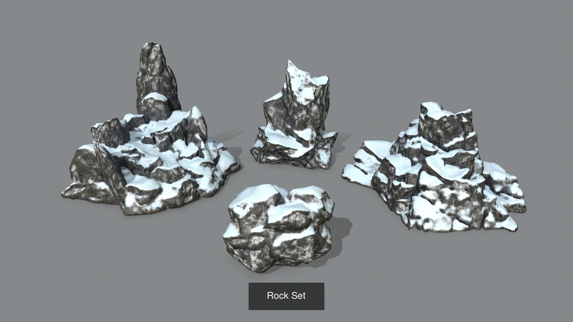 Snowy Rock Set 3D Model Collection_5