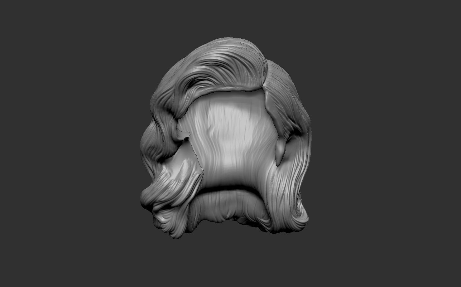 12inch size Hottoys figure style printable hair for 3d print 001 3D print model_8