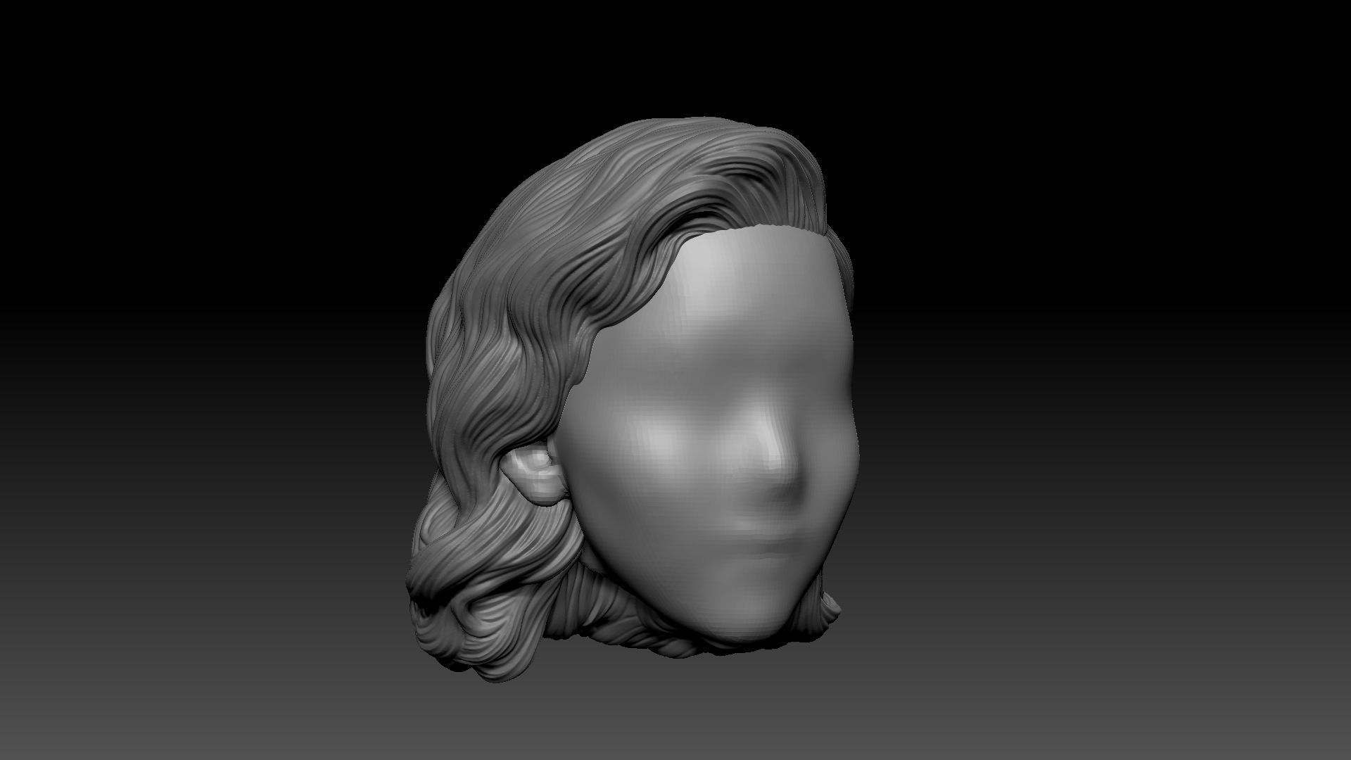 12inch size Hottoys figure style printable hair for 3d print 001 3D print model_5