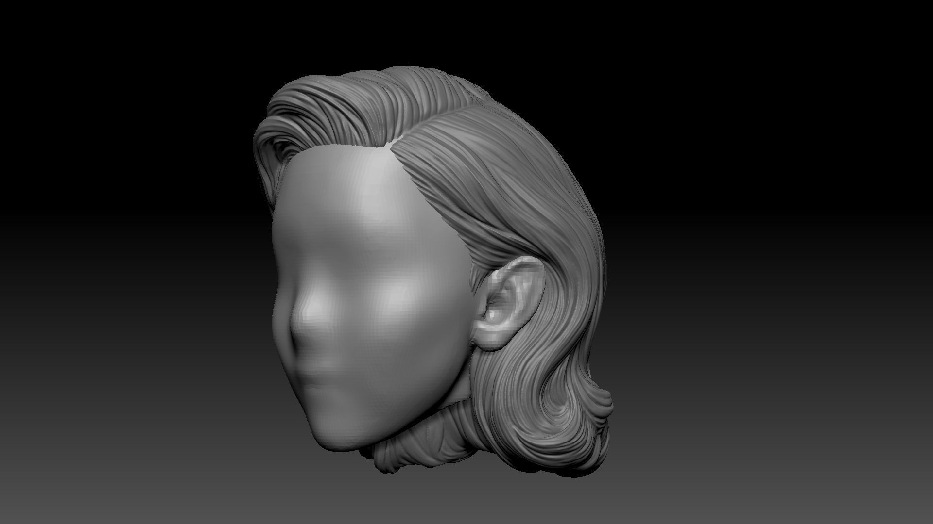 12inch size Hottoys figure style printable hair for 3d print 001 3D print model_1