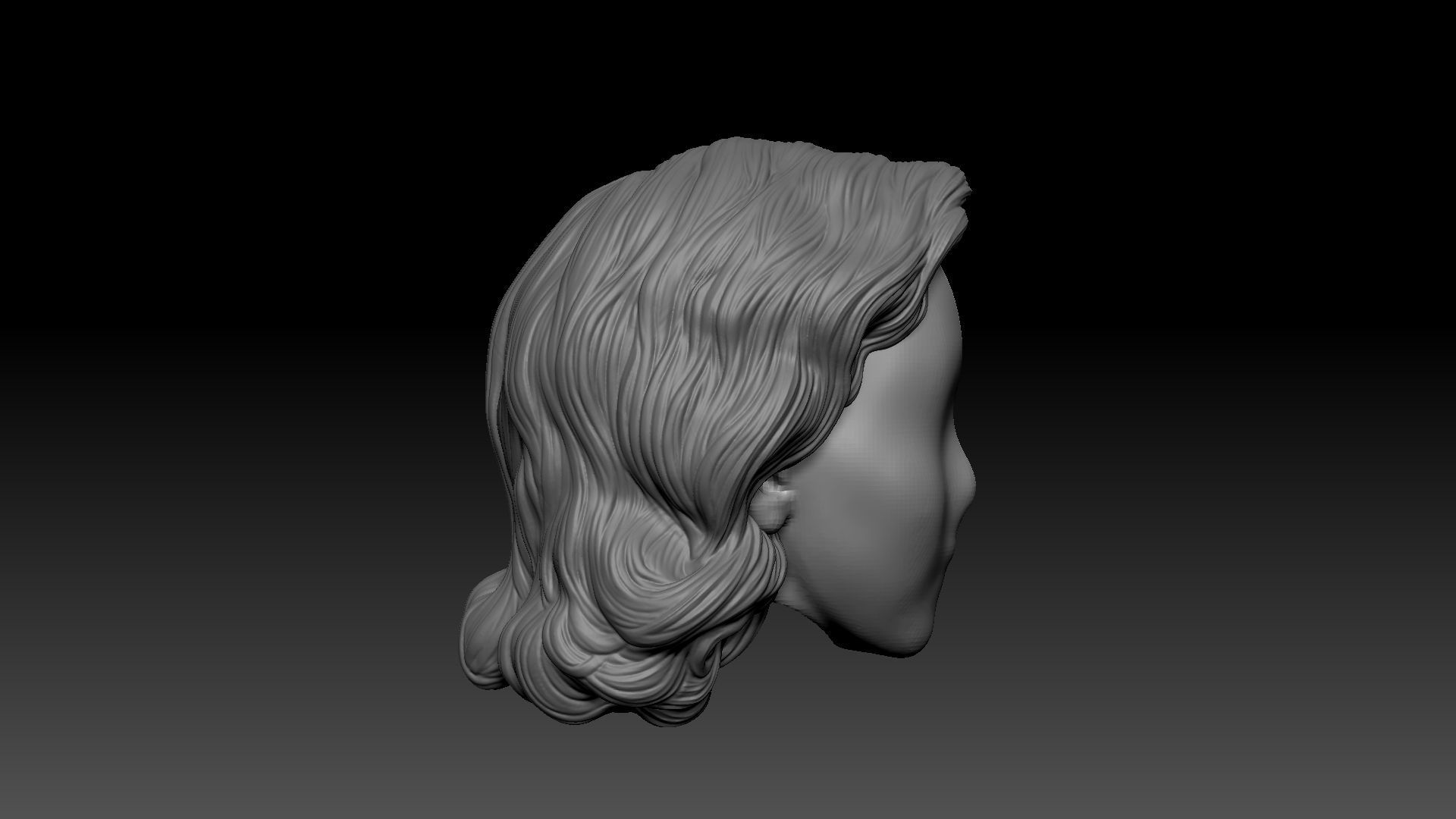 12inch size Hottoys figure style printable hair for 3d print 001 3D print model_4