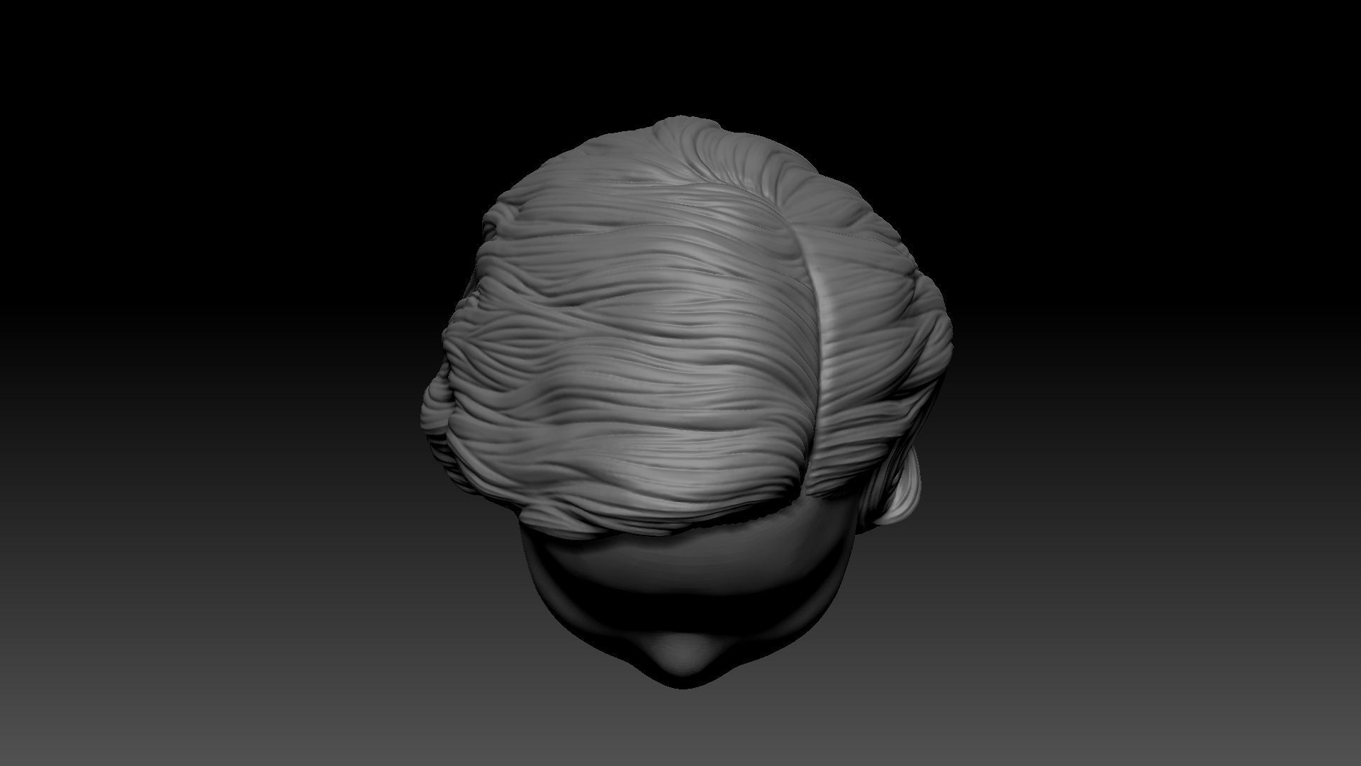 12inch size Hottoys figure style printable hair for 3d print 001 3D print model_6