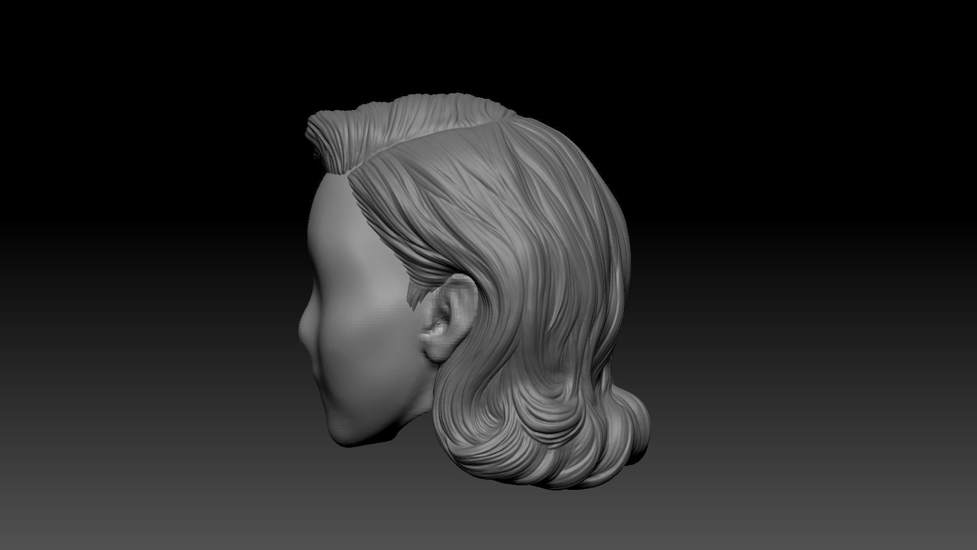 12inch size Hottoys figure style printable hair for 3d print 001 3D print model_2