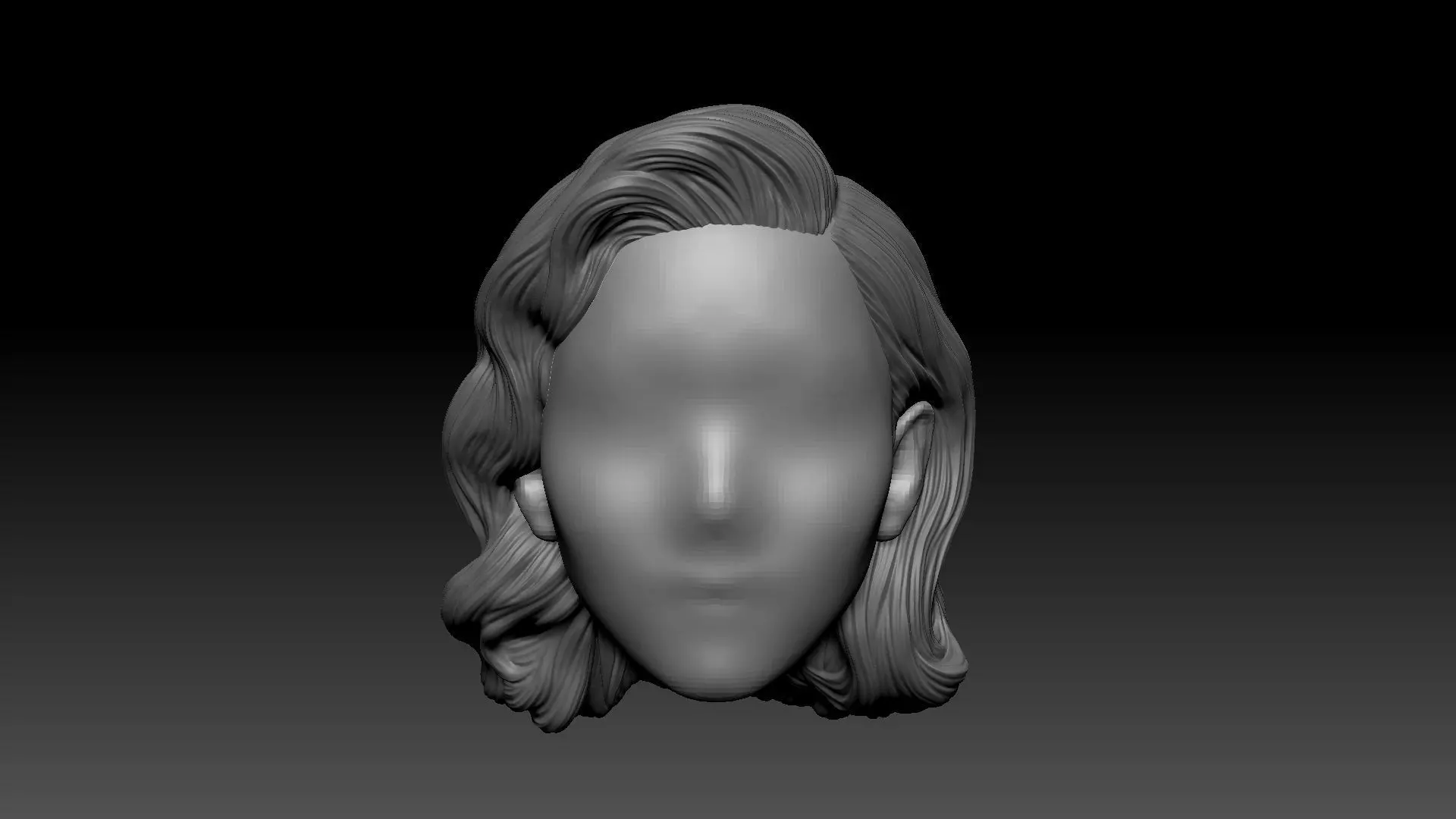 12inch size Hottoys figure style printable hair for 3d print 001 3D print model_0