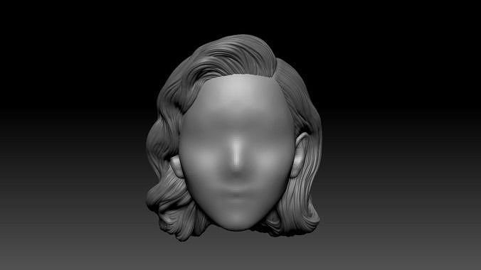 12inch size Hottoys figure style printable hair for 3d print 001 3D print model