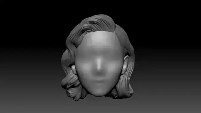 12inch size Hottoys figure style printable hair for 3d print 001 3D print model