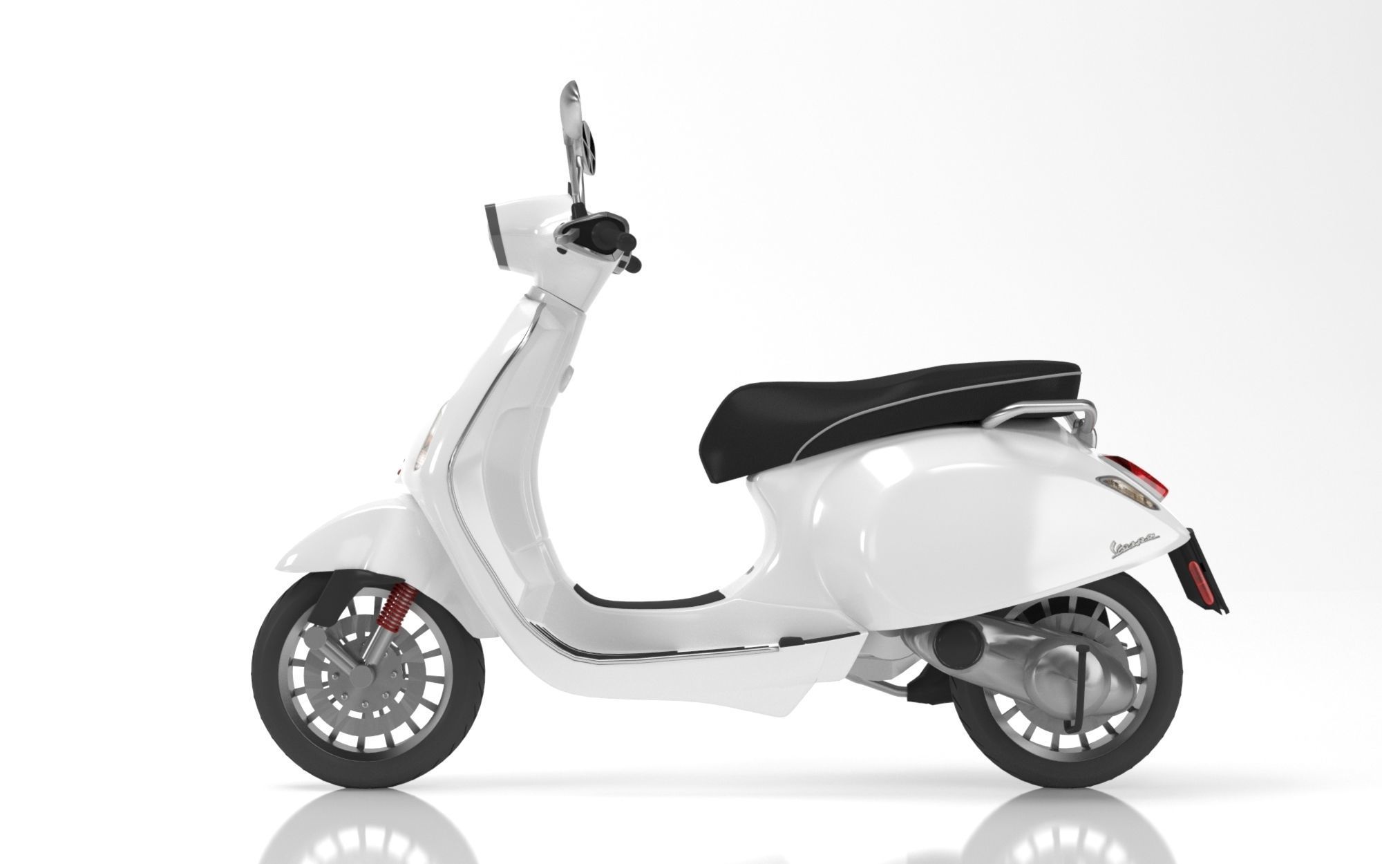 Vespa Sprint White 3D model_4