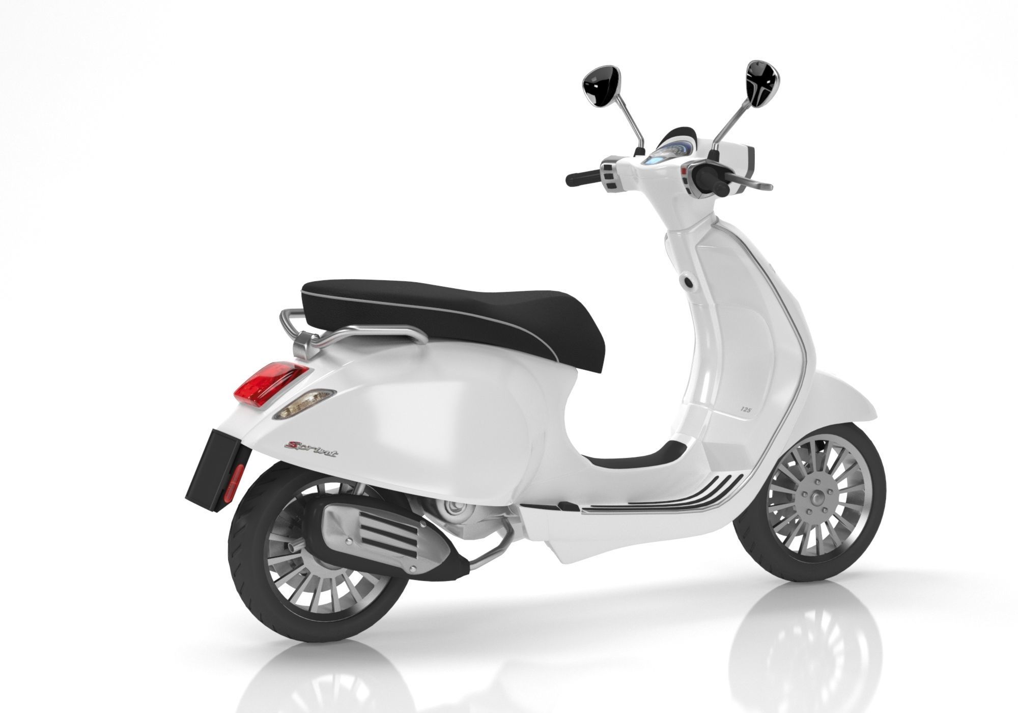 Vespa Sprint White 3D model_3