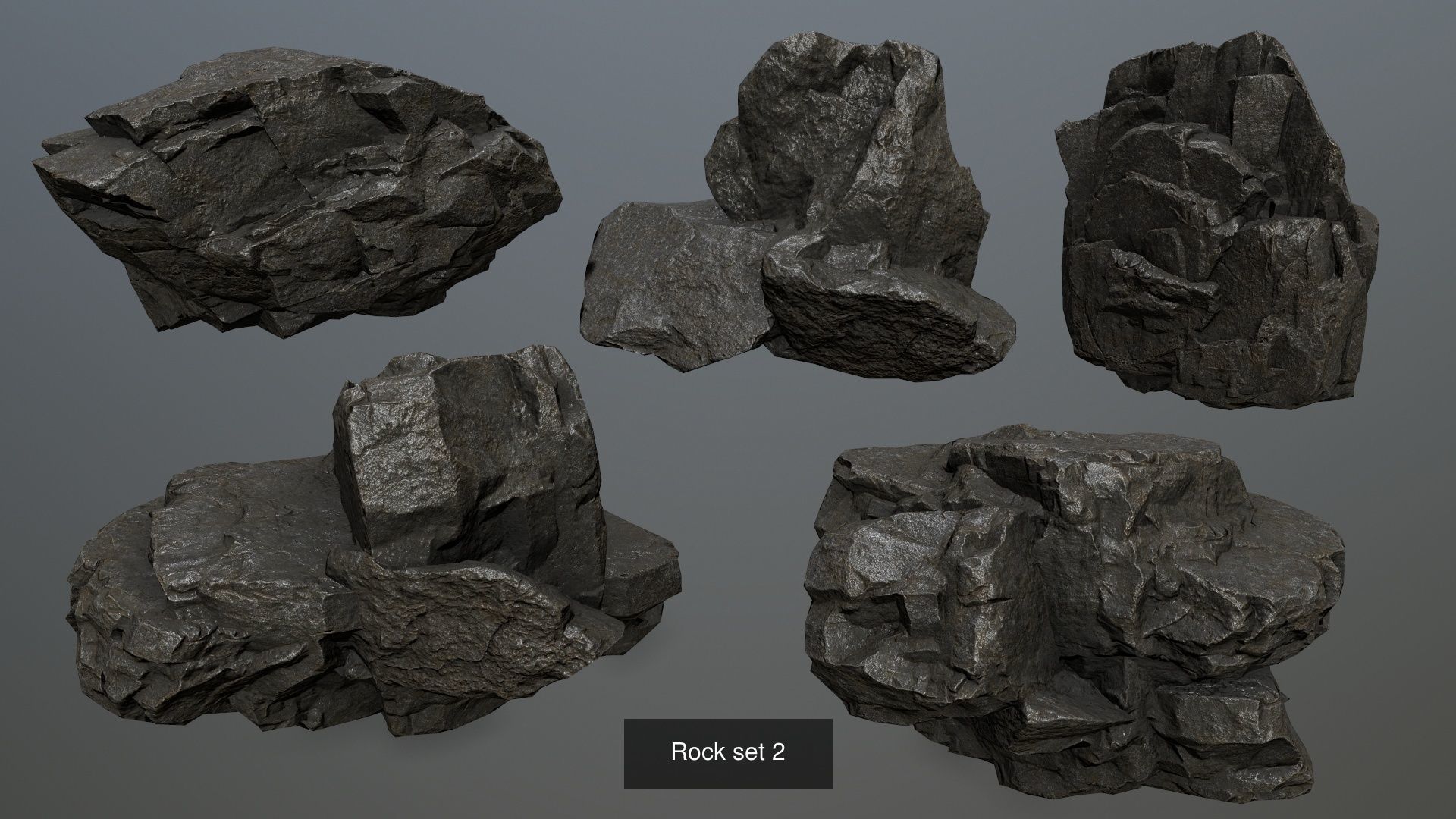 Dark Rock Set 3D Model Collection_1