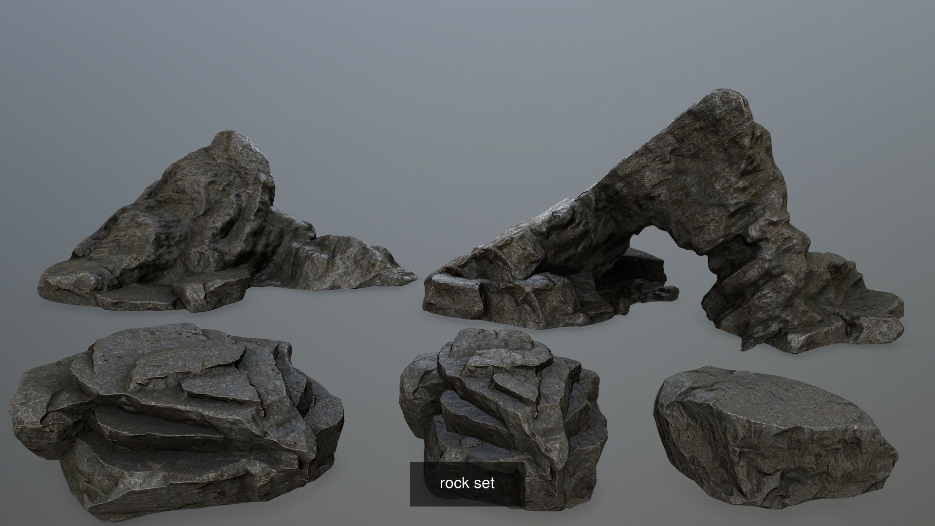 Dark Rock Set 3D Model Collection_2