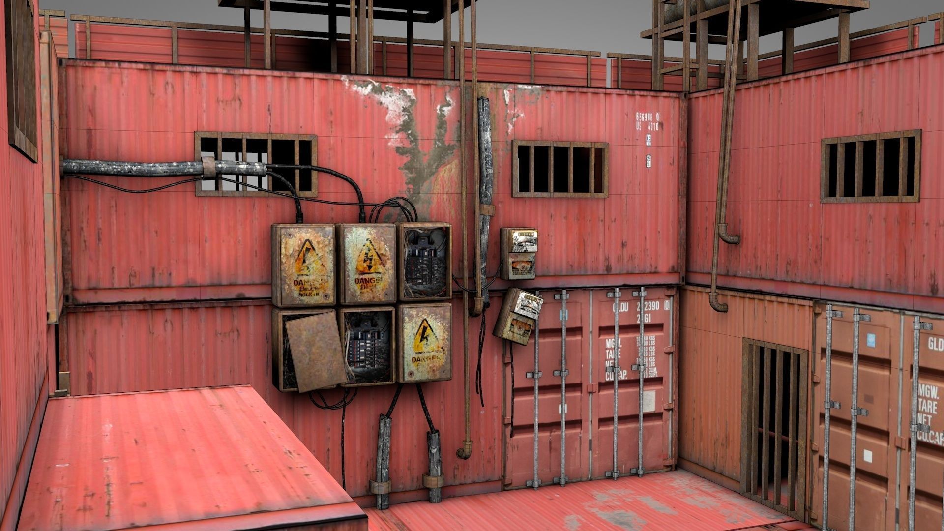 Survival Container Shelter 3D model_7