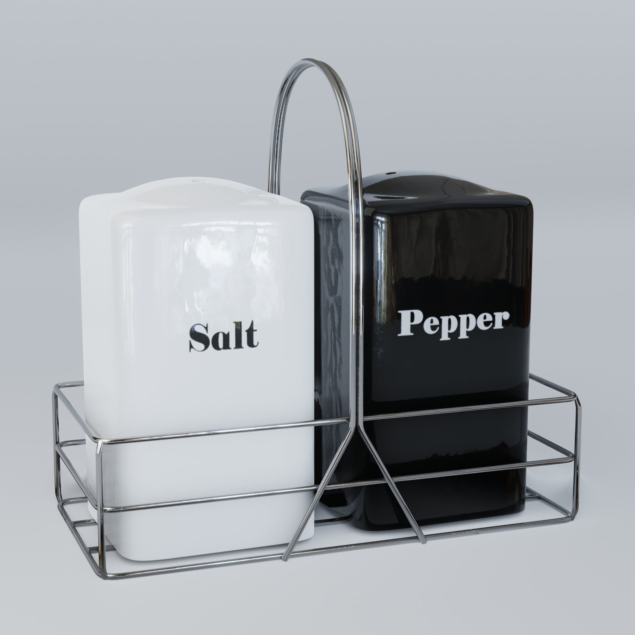 Ceramic Salt and Pepper Shakers 3D model_4