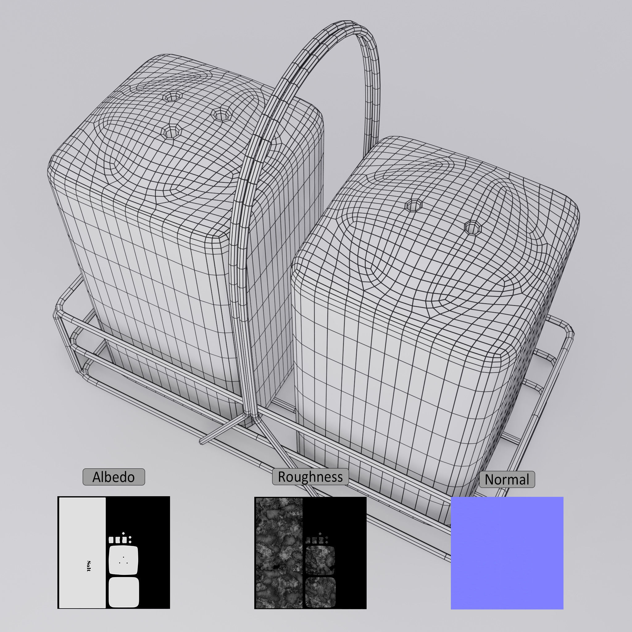 Ceramic Salt and Pepper Shakers 3D model_5