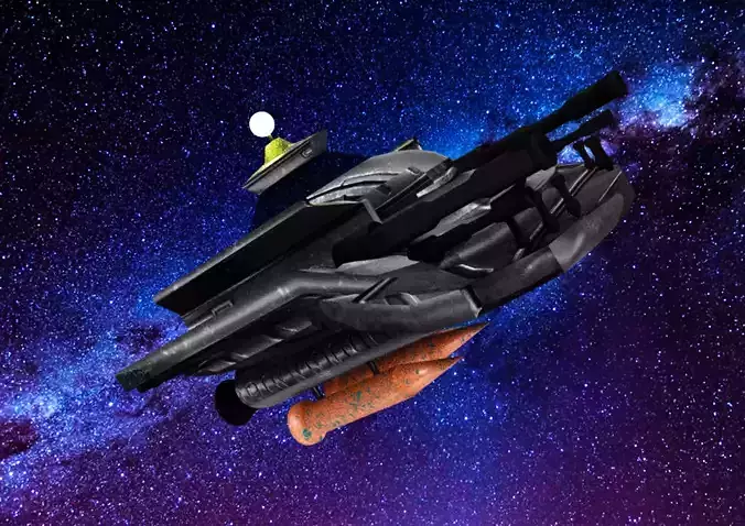Spacecraft spaceship with gun