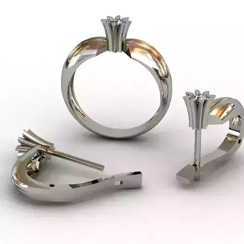 Diamond Set 3D print model 3D print model 3D print model engagement ring gold