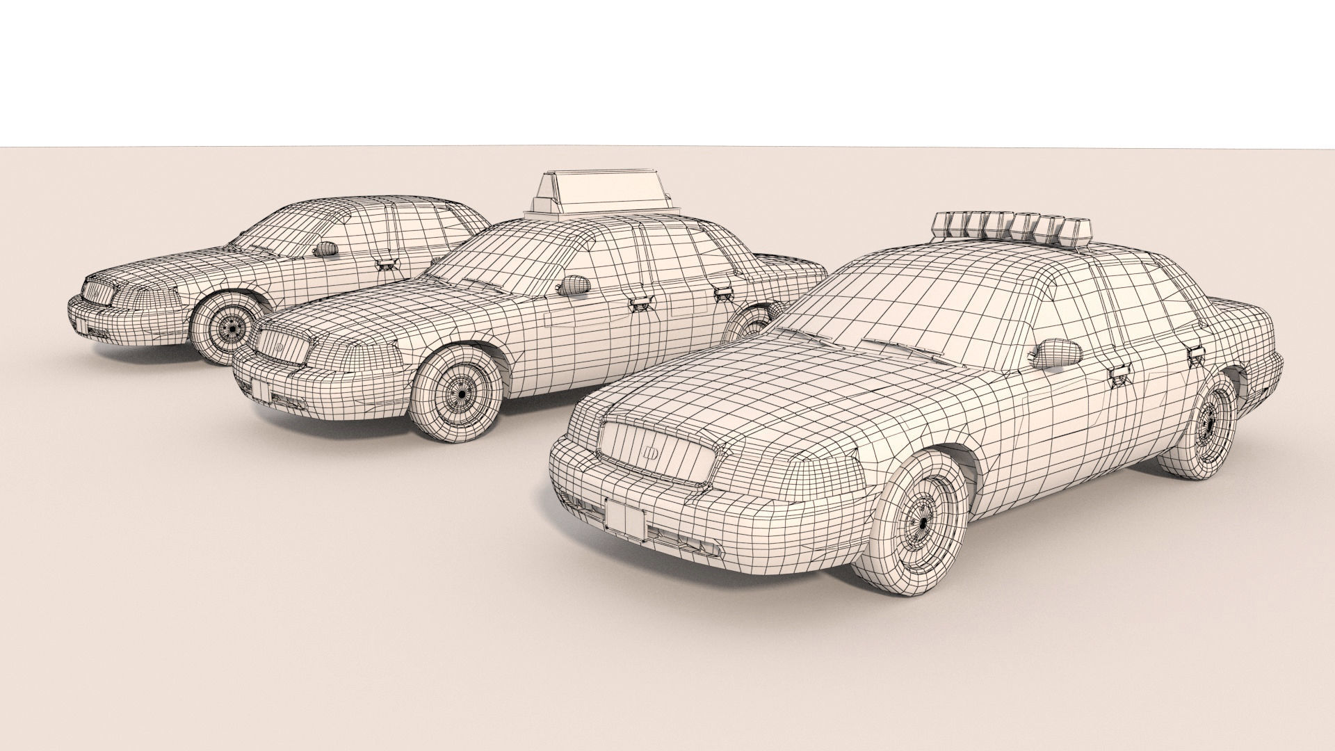 Generic Sedan Car Pack Low-poly 3D model_11