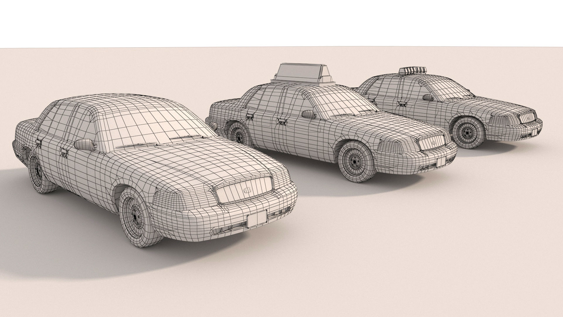 Generic Sedan Car Pack Low-poly 3D model_12