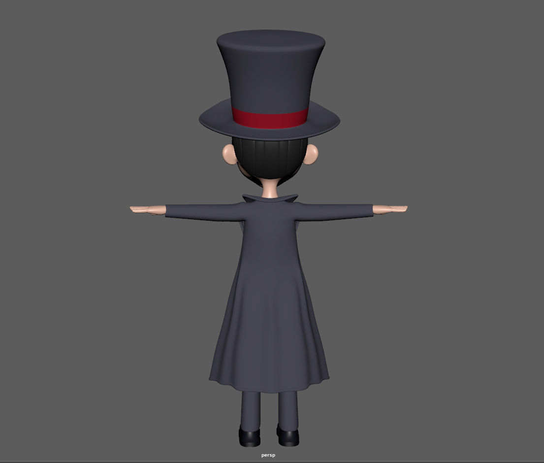 Magician cartoon character wearing top hat 3D model_13