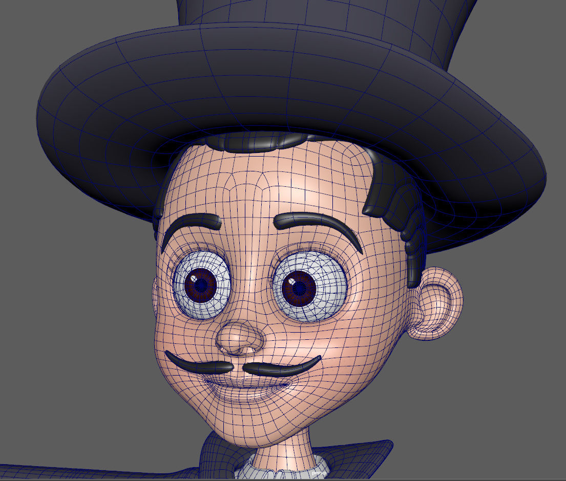 Magician cartoon character wearing top hat 3D model_15