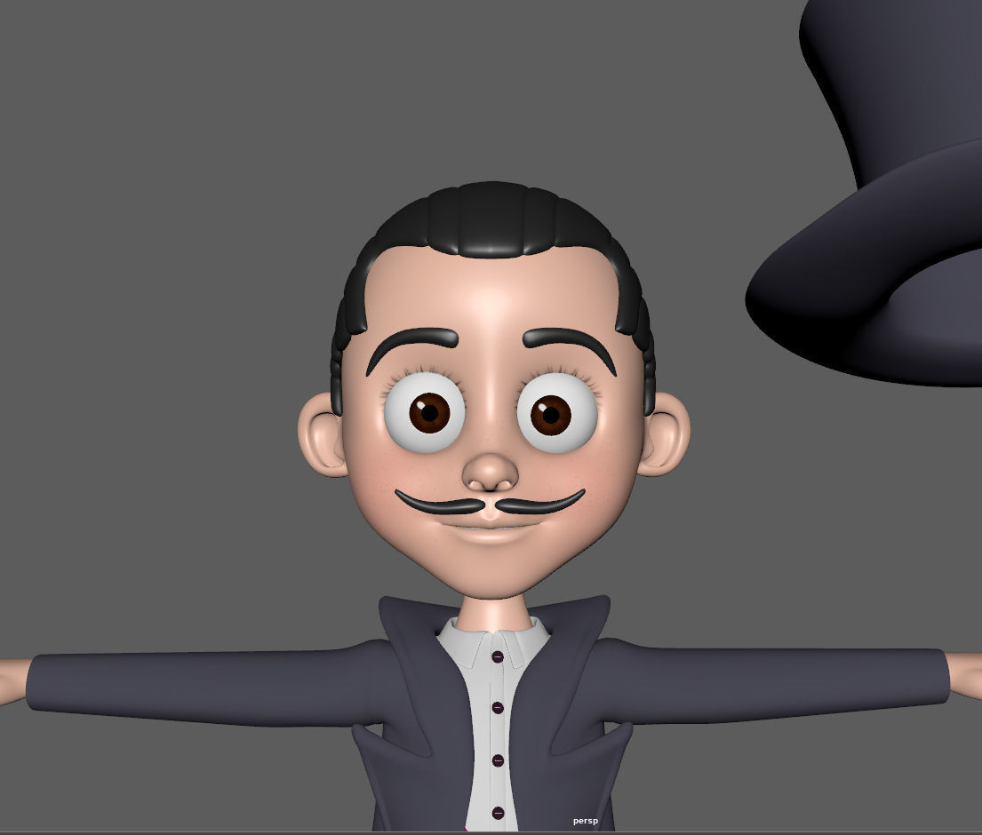 Magician cartoon character wearing top hat 3D model_18