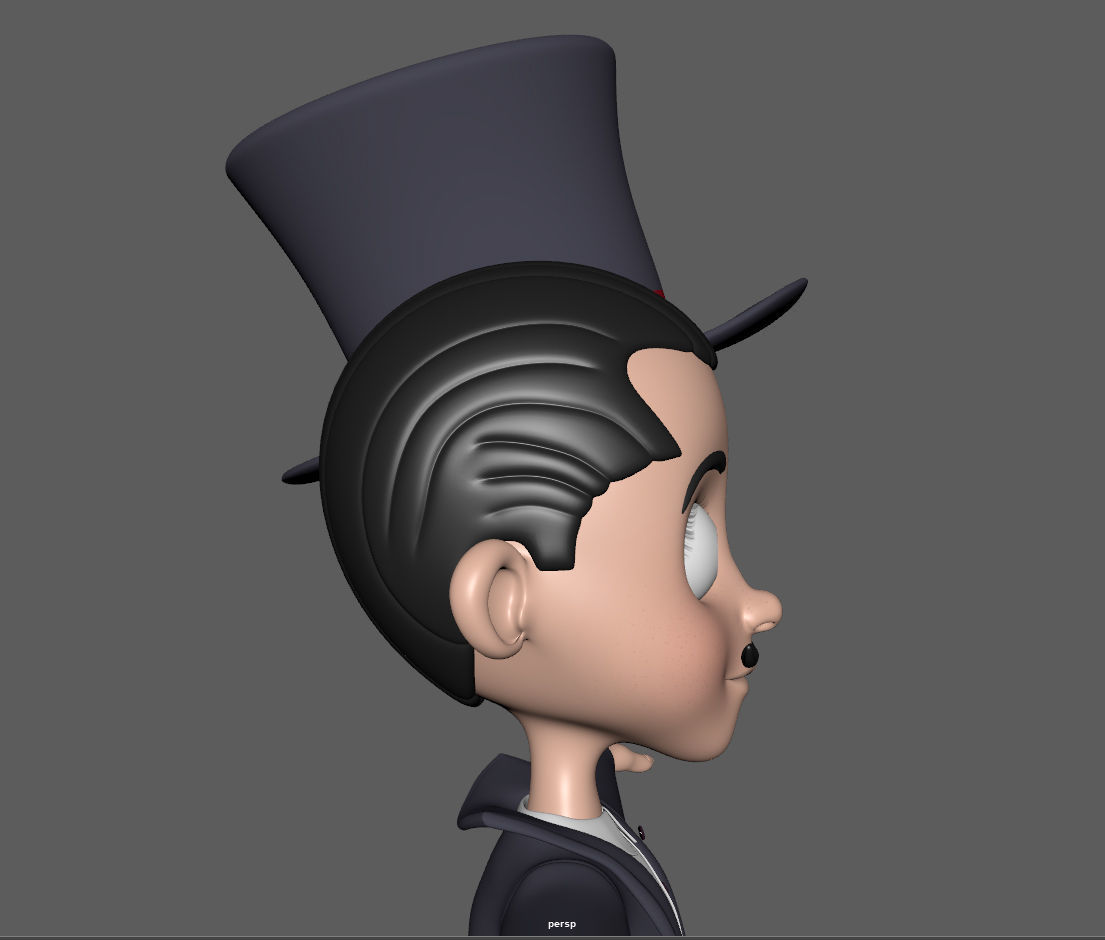 Magician cartoon character wearing top hat 3D model_19