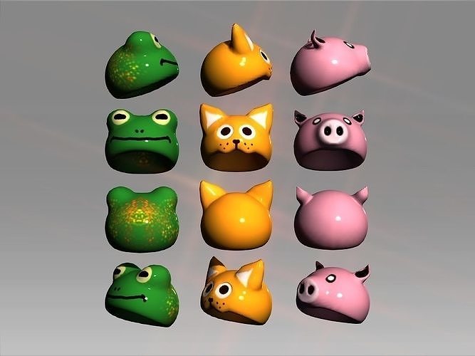 CFP Animals Toy Helmets Collection Low-poly 3D model