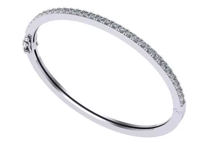 W I D E Bangle gold diamond bracelet 3D print model_0