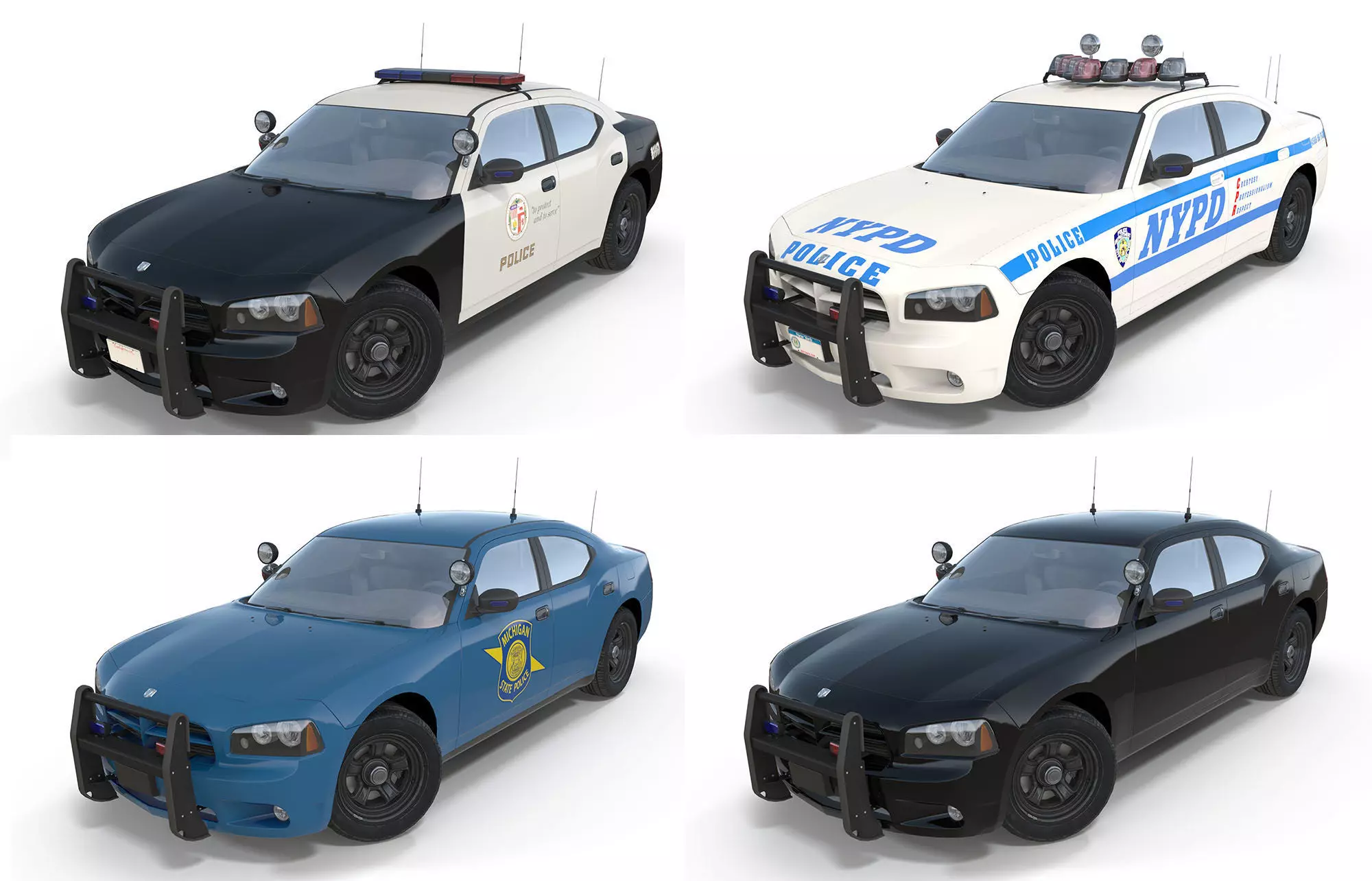 Dodge Charger Police Car Low-poly 3D model_0