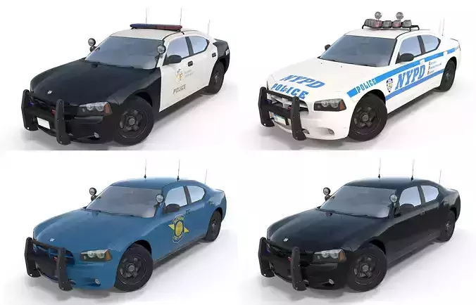 Dodge Charger Police Car Low-poly 3D model