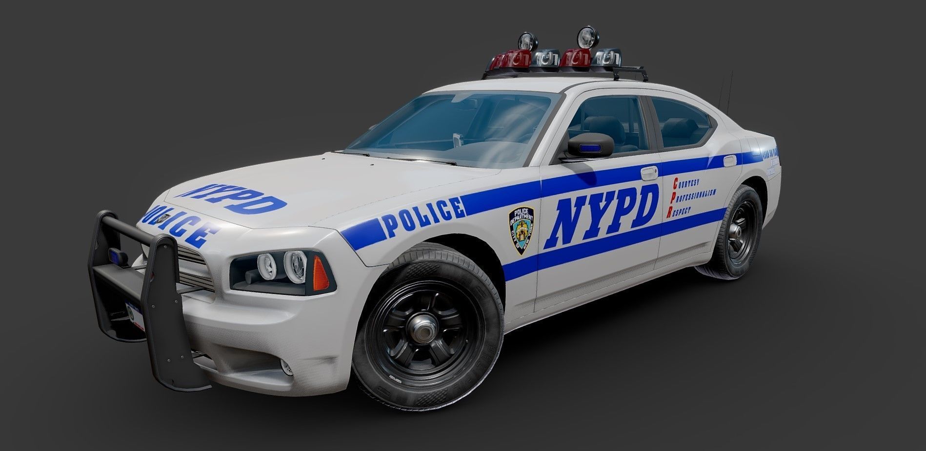 Dodge Charger Police Car Low-poly 3D model_33