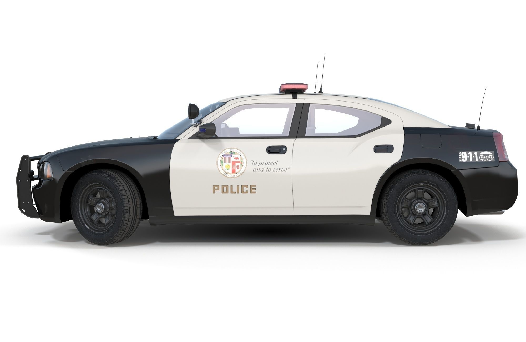 Dodge Charger Police Car Low-poly 3D model_8