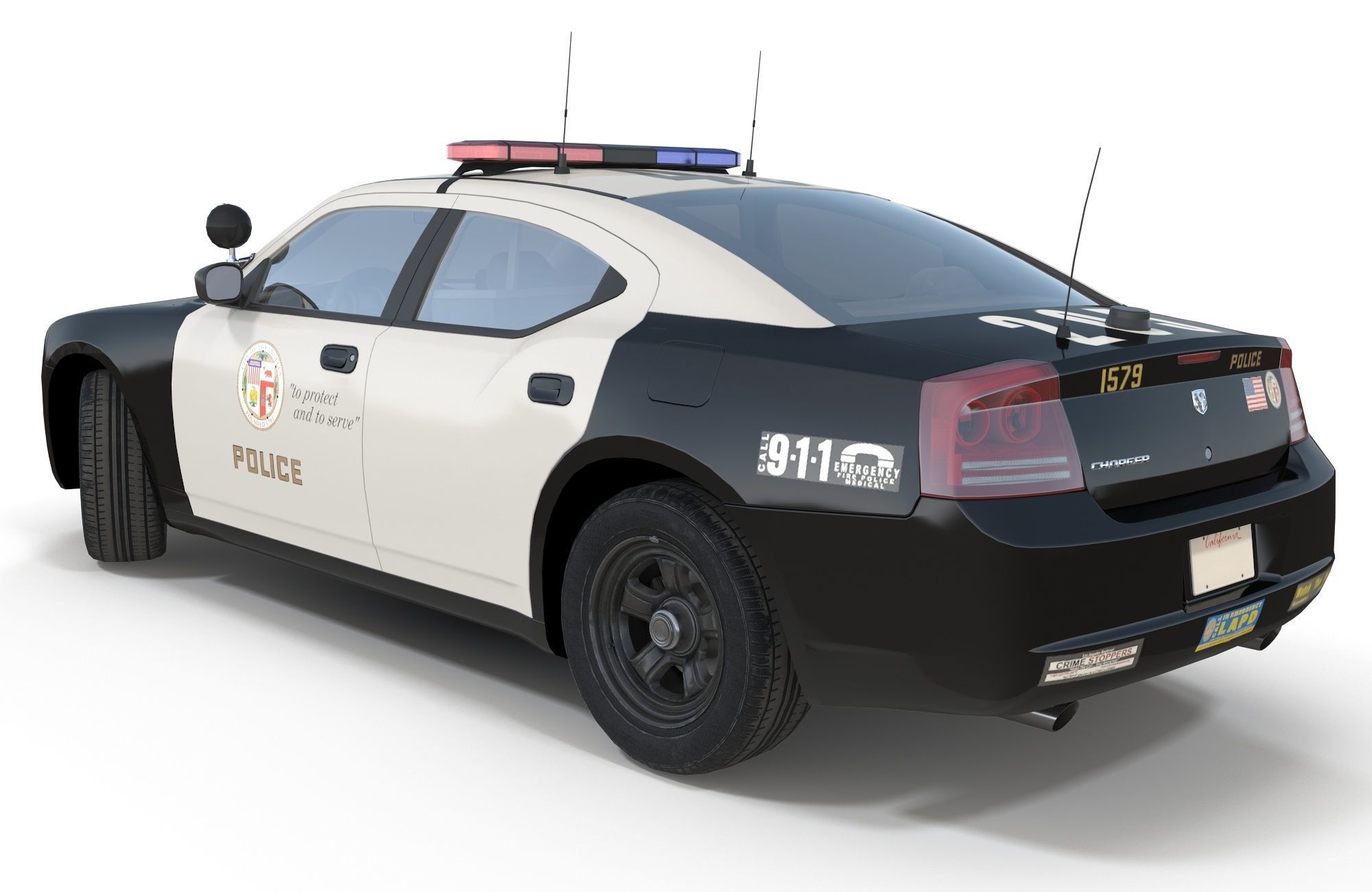 Dodge Charger Police Car Low-poly 3D model_9