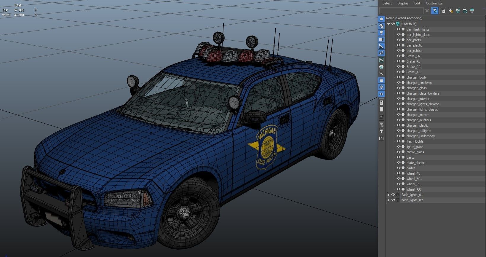 Dodge Charger Police Car Low-poly 3D model_39
